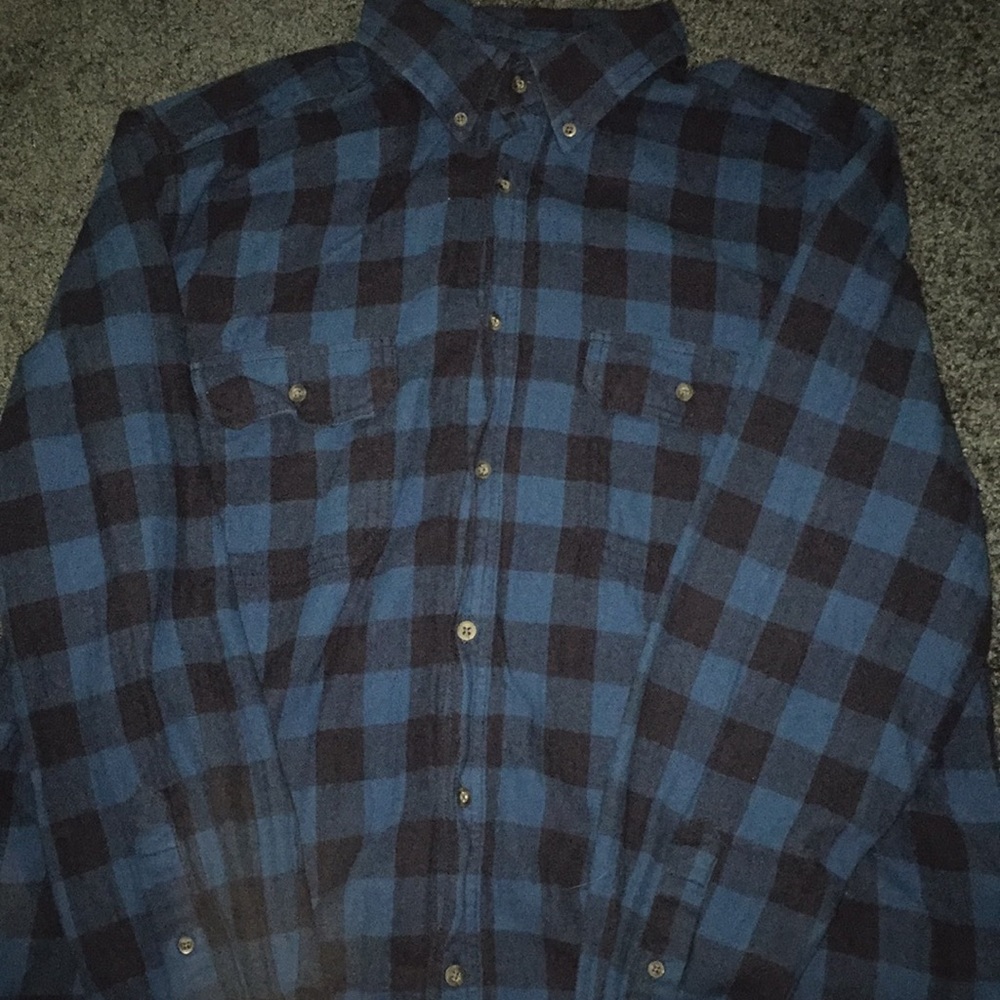 blue and black button down